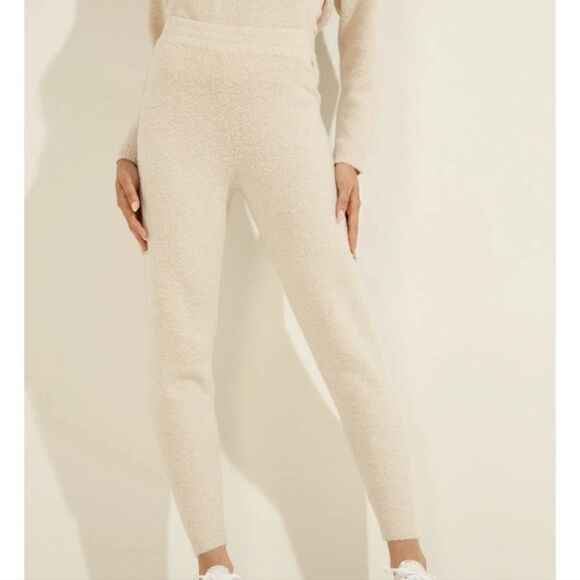 NWT Guess Wool Sweater Jogger Pants Reeda Lurex Boucle Oatmeal LARGE‎ - Picture 5 of 11
